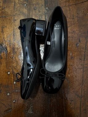 Target Black Patent Ballet Flats with Low Block Heel